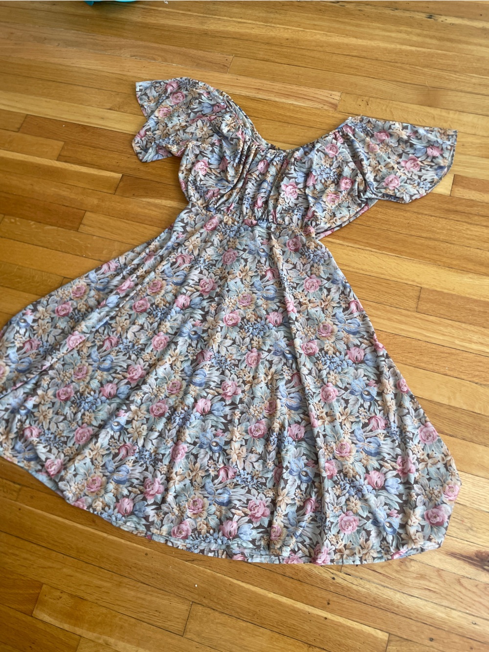 70’s Young Edwardian Floral Midi Dress